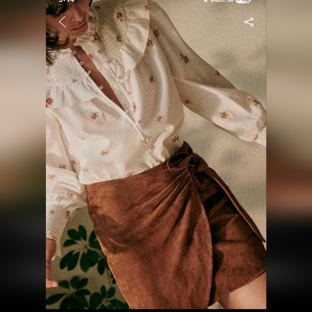 Sezane Pacome Carmel Suade Wrap Skirt